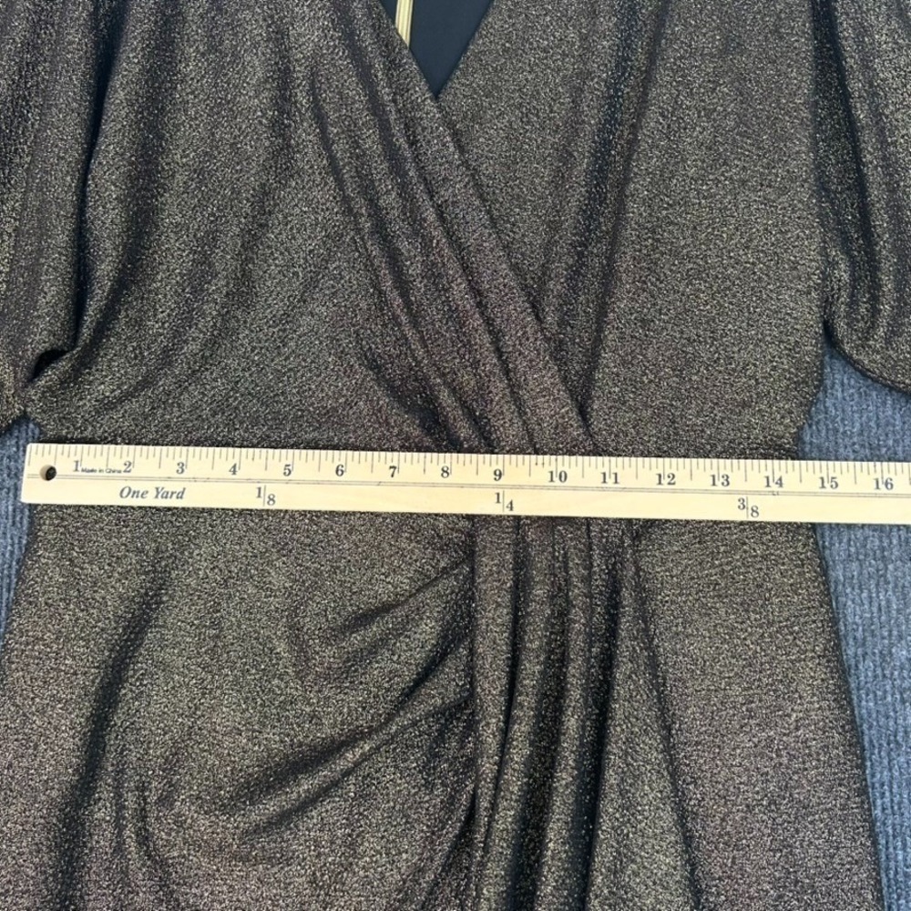 Lauren Ralph Lauren Black Label Gold Metallic Jacquard Dress Size 6 City Party - Picture 4 of 16